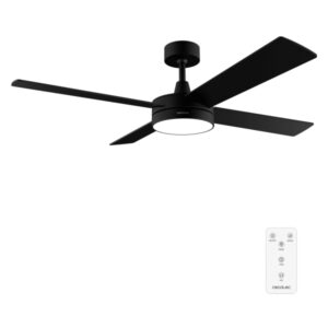 cecotec energysilence aero 5200 black line ventilador de techo con 4 aspas y luz led integrada 65w diametro de 52" mando a distancia temporizador 3 velocidades modo invierno color negro