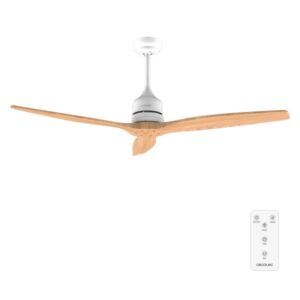 cecotec energysilence aero 5270 whitewood ventilador de techo de 3 aspas 40w diametro 52" temporizador 6 velocidades modo invierno altura ajustable aspas de madera clara color blanco