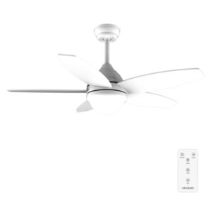 cecotec energysilence aero 4200 whitewood ventilador de techo con 5 aspas y luz integrada 49w diametro de 42" 3 tonos led temporizador 3 velocidades modo invierno color blanco