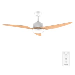 cecotec energysilence aero 5250 whitewood ventilador de techo con 3 aspas y luz integrada 62w diametro de 48" led 3 velocidades temporizador aspas de madera clara color blanco
