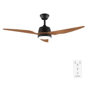 cecotec energysilence aero 5250 blackwood ventilador de techo con 3 aspas y luz integrada 62w diametro de 48" led 3 velocidades temporizador aspas de madera oscura color negro