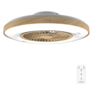 cecotec energysilence lampaero 600 insidewood ventilador de techo con 5 aspas y luz 20w 3 tonos led diametro de 24" temporizador 3 velocidades modo invierno color madera claro