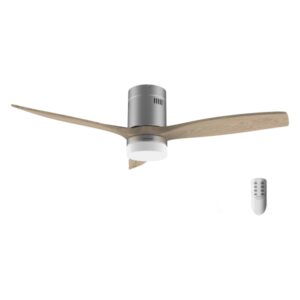 cecotec energysilence aero 5600 classic steel ventilador de techo con 3 aspas de madera y luz 40w diametro de 52" 6 velocidades led modo invierno temporizador acero inoxidable