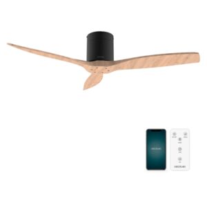 cecotec energysilence aero 5500 aqua black and whitewood connected ventilador de techo de 3 aspas 40w diametro de 52" wi fi proteccion ip44 temporizador modo invierno color negro