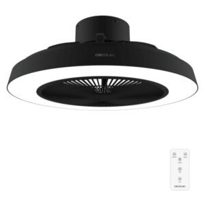 cecotec energysilence lampaero 600 insideblack ventilador de techo con 5 aspas y luz 20w aro led con 3 tonos diametro de 24" temporizador 3 velocidades modo invierno color negro