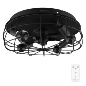 cecotec energysilence lampaero 600 iron design ventilador de techo con 5 aspas y luz 20w tulipa metalica lampara con 3 tonos temporizador 3 velocidades modo invierno color negro