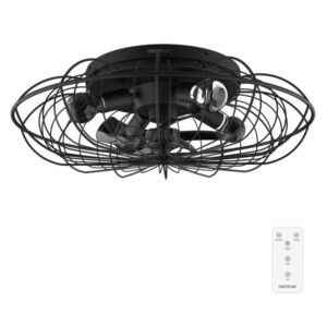 cecotec energysilence lampaero 650 iron design ventilador de techo con 5 aspas y luz 20w tulipa metalica lampara con 3 tonos temporizador 3 velocidades modo invierno color negro