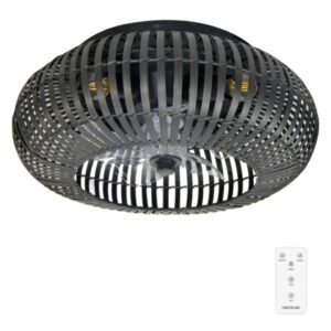 cecotec energysilence lampaero 600 natural darkwood ventilador de techo con 5 aspas y luz 20w tulipa de madera negra 3 tonos temporizador 3 velocidades modo invierno color negro