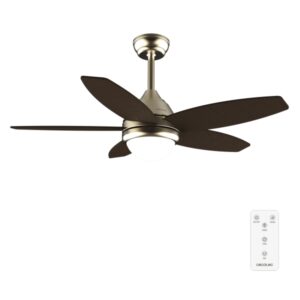 cecotec energysilence aero 4200 golddarkwood ventilador de techo con 5 aspas de madera y luz 53w diametro de 42" led temporizador 3 velocidades modo invierno color dorado y negro