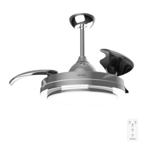 cecotec energysilence aero 4300 lnvisible double metal ventilador de techo con 3 aspas y luz 35w 6 velocidades aspas retractiles temporizador iluminacion regulable acero inoxidable