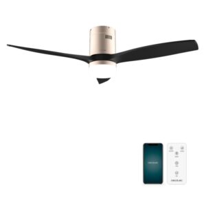 cecotec energysilence aero 5600 aqua goldblack connected ventilador de techo con 3 aspas y luz led integrada 40w diametro de 52" wi fi ip44 temporizador 6 velocidades color negro