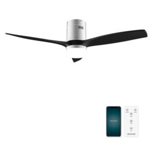 cecotec energysilence aero 5600 aqua ironblack connected ventilador de techo con 3 aspas y luz led integrada 40w diametro de 52" wi fi ip44 temporizador 6 velocidades color negro
