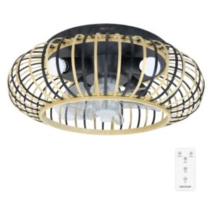 cecotec energysilence lampaero 600 natural wood ventilador de techo con 5 aspas y luz 20w tulipa de madera lampara con 3 tonos temporizador 3 velocidades modo invierno color negro