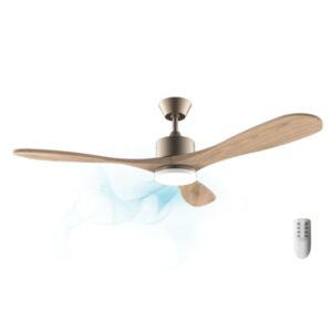 cecotec energysilence aero 5290 golden pro ventilador de techo con 3 aspas y luz 50w diametro de 52" led regulable ajustable en altura 5 velocidades temporizador regulable acero inoxidable