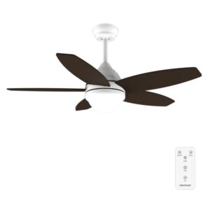 cecotec energysilence aero 4200 whiteanddarkwood ventilador de techo con 5 aspas y luz 53w diametro de 42" 3 tonos led temporizador 3 velocidades modo invierno color blanco y negro