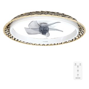 cecotec energysilence lampaero 610 natural design ventilador de techo con 5 aspas y luz 20w tulipa de mimbre 3 tonos led temporizador 6 velocidades modo invierno color madera claro