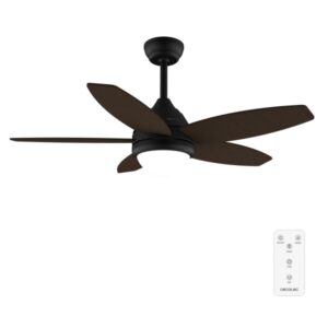 cecotec energysilence aero 4200 blackanddarkwood ventilador de techo con 5 aspas de madera y luz 53w diametro de 42" 3 tonos led temporizador 3 velocidades modo invierno color negro