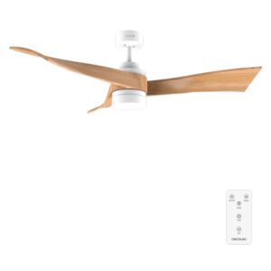 cecotec energysilence aero 5280 whitewood ventilador de techo con luz 40w diametro de 52" led regulable temporizador 6 velocidades modo invierno aspas de madera clara color blanco