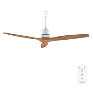 cecotec energysilence aero 5270 whiteandblackwood ventilador de techo de 3 aspas de madera 40w diametro de 52" temporizador 6 velocidades modo invierno altura ajustable color blanco