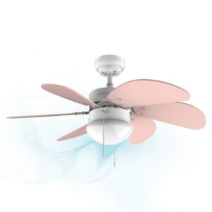 cecotec enerysilence aero 3600 vision nude ventilador de techo con 6 aspas reversibles y lampara 50w diametro de 91cm 3 velocidades modo invierno control por cadena color rosa pastel y blanco