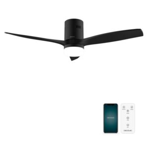 cecotec energysilence aero 5600 aqua blackandblack connected ventilador de techo con 3 aspas y luz led integrada 40w diametro de 52" wi fi ip44 temporizador modo invierno color negro
