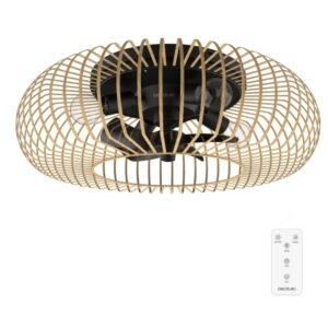 cecotec energysilence lampaero 600 natural whitewood ventilador de techo con 5 aspas y luz 20w tulipa de madera lampara con 3 tonos temporizador 3 velocidades modo invierno color negro
