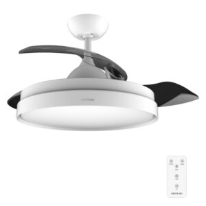 cecotec energysilence aero 4280 invisible white ventilador de techo con luz 40w aspas retractiles 3 tonos diametro de 42" modo invierno 6 velocidades temporizador color blanco y negro
