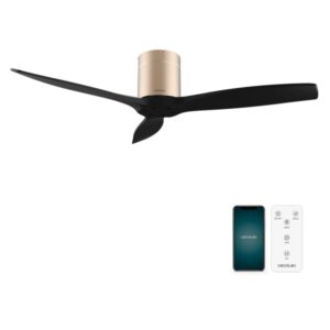 cecotec energysilence aero 5500 aqua goldblack connected ventilador de techo de 3 aspas 40w diametro de 52" wifi mando a distancia ip44 temporizador modo invierno color negro