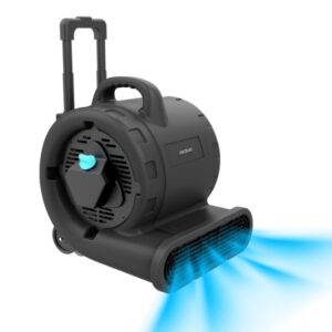 cecotec blowindustry 6000 flowfloor soplador de aire potencia de 600w potente flujo de aire 3 velocidades flujo de 2700 m3/h ruedas y mango retractil facil de transportar color negro