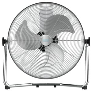 cecotec energysilence 4300 pro ventilador industrial de suelo con 3 aspas metalicas 110w silencioso 3 velocidades inclinacion flexible base estable rejilla protectora cromado