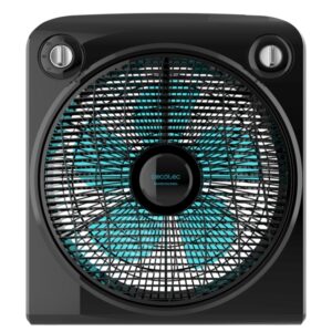 cecotec energysilence 6000 power box ventilador de suelo con 5 aspas 50w silencioso multidireccional temporizador 3 velocidades diametro 30cm compacto y portatil color negro