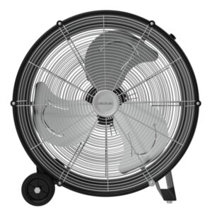 cecotec proindustry 2000 ventilador industrial de suelo con 3 aspas de aluminio 120w 3 velocidades flujo de aire 5404.2 m3/h facil transporte con asas y ruedas rejilla protectora color negro