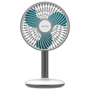 cecotec energysilence 4000 portable desk ventilador de sobremesa inalabrico 4000mah tactil 4 velocidades inclinacion ajustable modo brisa natural cable diametro de 6" color blanco y gris