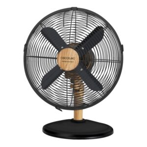 cecotec energysilence 600 wooddesk ventilador de sobremesa con 4 aspas 40w diametro de 30cm 3 velocidades oscilante acabado en madera base estable rejilla protectora color negro