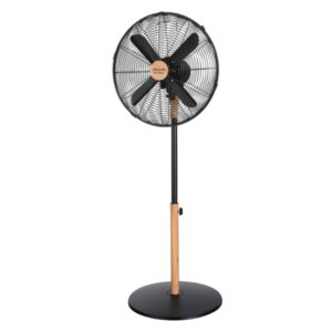 cecotec energysilence 600 woodstyle ventilador de pie con 4 aspas 50w diametro de 40cm 3 velocidades oscilacion automatica altura ajustable acabado en madera color negro