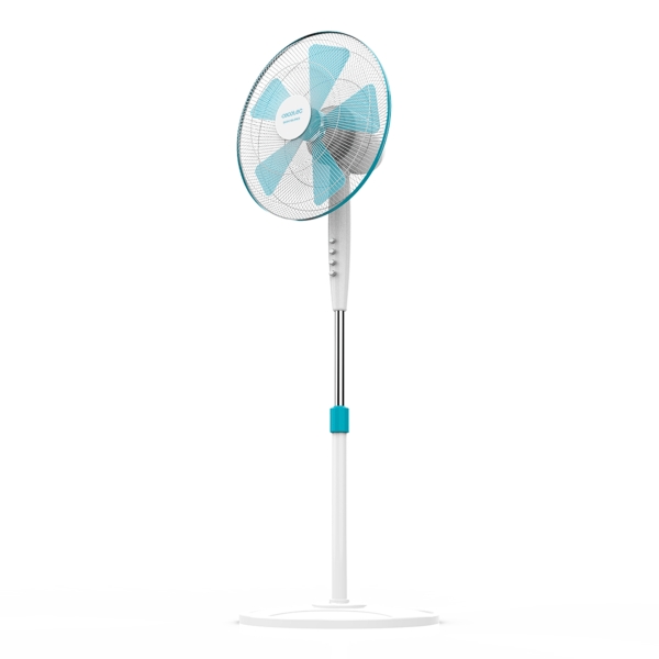 cecotec energysilence 500 ventilador de pie con 5 aspas potencia de 40w diametro de 40cm 3 velocidades oscilacion automatica altura ajustable hasta 130cm motor de cobre color blanco