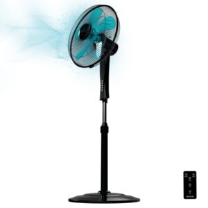 cecotec energysilence 530 power connected ventilador de pie con 5 aspas 50w diametro 40cm panel led 3 velocidades temporizador oscilante altura ajustable color negro