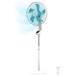 cecotec energysilence 620 flow control ventilador de pie potencia de 50w diametro 16" control tactil led mando a distancia 3 velocidades 2 modos temporizador color blanco