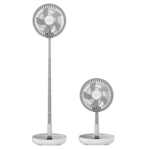 cecotec energysilence 800 foldair portable ventilador de pie portatil con 5 aspas bateria de 7200mah plegable y ajustable diametro de 8" 3 velocidades uso sencillo color blanco