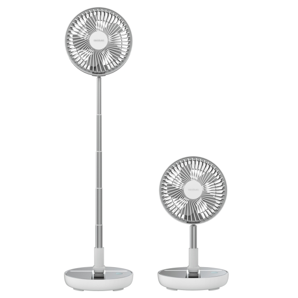 cecotec energysilence 800 foldair portable ventilador de pie portatil con 5 aspas bateria de 7200mah plegable y ajustable diametro de 8" 3 velocidades uso sencillo color blanco
