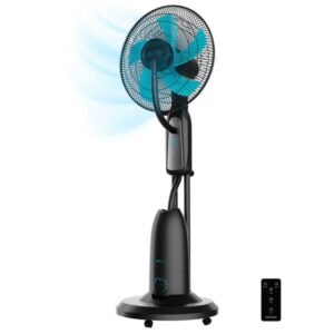 cecotec energysilence 490 freshessence ventilador nebulizador 90w tanque de 2.8l 5 aspas de 40cm oscilacion automatica temporizador 3 velocidades y modos control remoto color negro