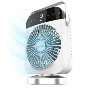 cecotec energysilence 600 deskchill smart rotate climatizador portatil de mesa deposito 300ml tactil 4 velocidades oscilacion 75° temporizador luz led de 7 colores color blanco