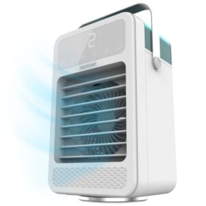 cecotec energysilence 600 deskchill rotate climatizador portatil de torre deposito 500ml tactil 4 velocidades oscilacion 70° temporizador led multicolor asa de transporte color blanco