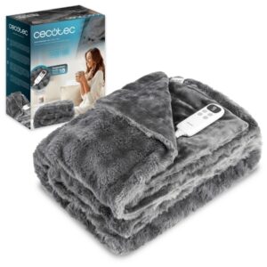 cecotec heatconfort noa manta electrica 115w apagado automatico piel sintetica y franela 10 niveles de calor control lcd extraible lavado facil 160x130cm color gris oscuro