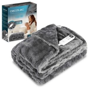 cecotec heatconfort noa manta electrica 115w apagado automatico piel sintetica y franela 10 niveles de calor control lcd extraible lavable a maquina 180x130cm color gris oscuro