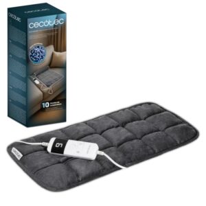 cecotec heatconfort 4000 thermalpad weighted manta electrica 110w peso de 2kg 10 niveles de temperatura temporizador control extraible lavable a maquina 30x60cm color gris oscuro