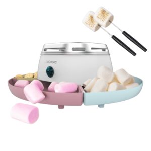 cecotec fun and sugar marshmallow maquina para calentar malvaviscos 270w seguro 2 tenedores metalicos compartimentos desmontables sin llama facil de limpiar y almacenar color blanco