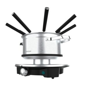 cecotec fun gourmetfondue advance fondue electrica 1500w acero inoxidable termostato capacidad de 1.7l 8 tenedores olla antiadherente apta para lavavajillas tapa antisalpicaduras