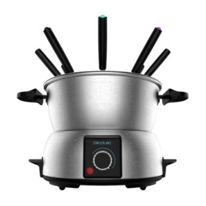 cecotec fun gourmetfondue fondue electrica potencia de 1000w acero inoxidable termostato regulable tapa antisalpicaduras incluye 8 tenedores apta para lavavajillas