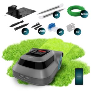cecotec conga grasshopper 500 map connected robot cortacesped inteligente cobertura hasta 500m2 navegacion eficiente ajuste de altura resistente a clima adverso color negro y gris